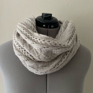 Cable Knit Taupe Beige Circle Scarf